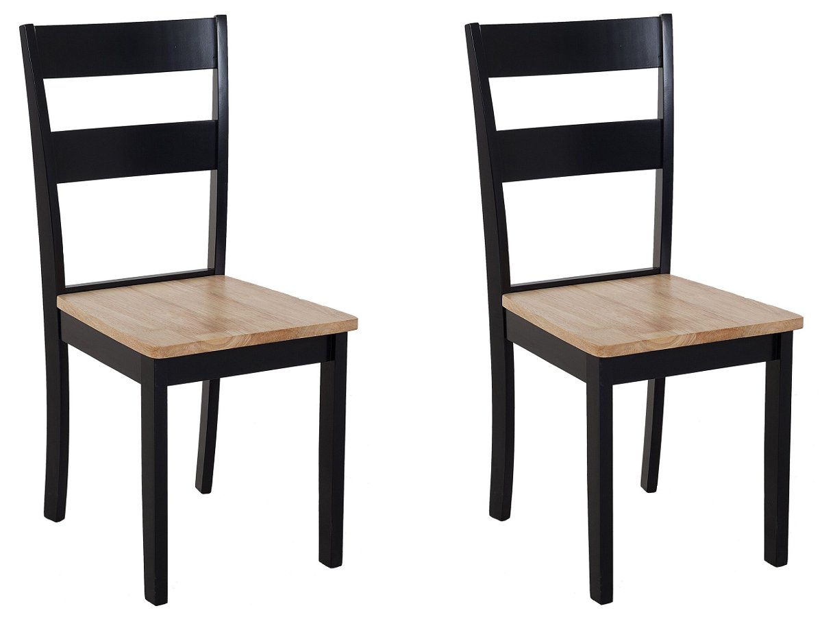 Beliani Zestaw do jadalni 2 krzesła drewniane jasny brąz/czarne GEORGIA