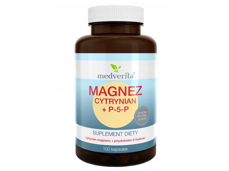 Magnez Cytrynian + P-5-P MEDVERITA 100 kaps