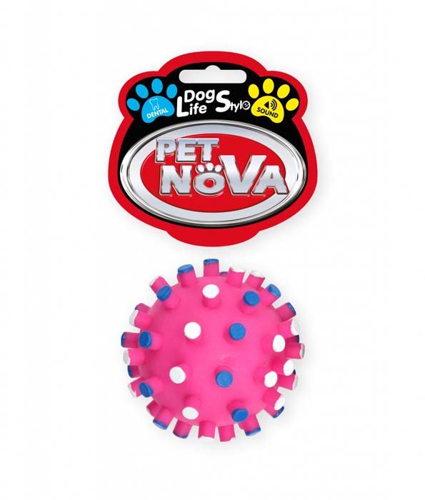 PET NOVA Pet Nova Piłka jeżowa DentBall z dźwiękiem różowa [rozmiar S] 7cm PPTN044