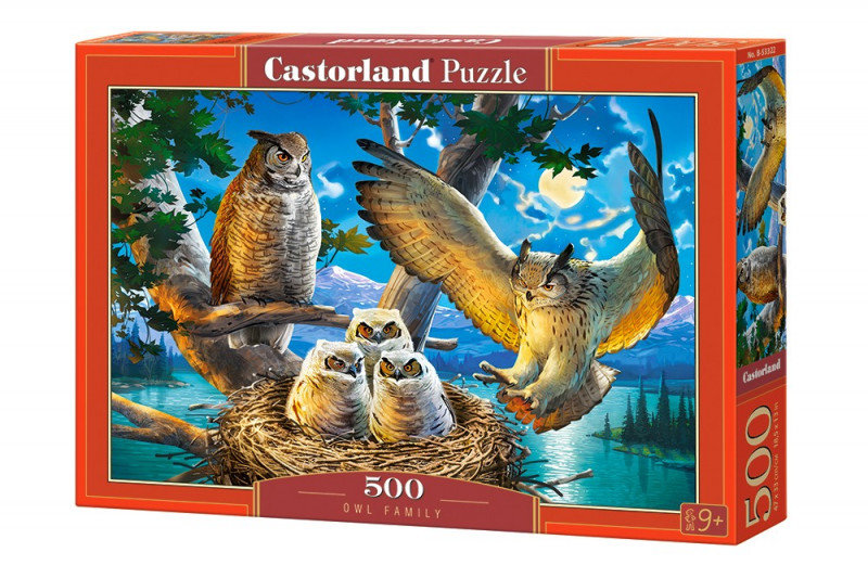 Castorland Puzzle 500 elementów. Rodzina sów