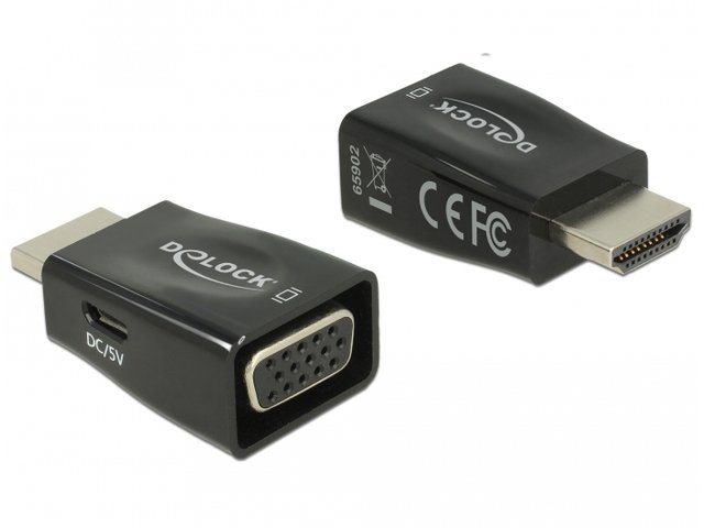 Delock 65902 adapter HDMI-A Male > VGA female screwless adapter Digital/ekran/video,,,,, 65902 65902