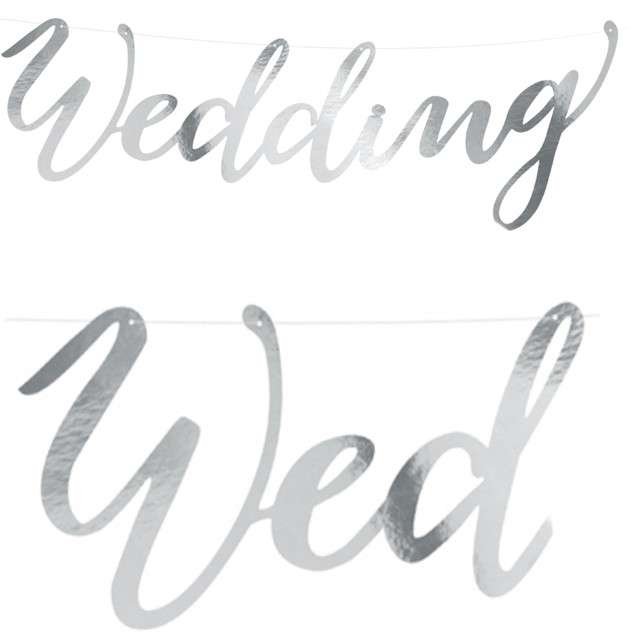 Party Deco Baner Wedding srebrny - 16,5 x 45 cm - 1 szt. GRL38-018