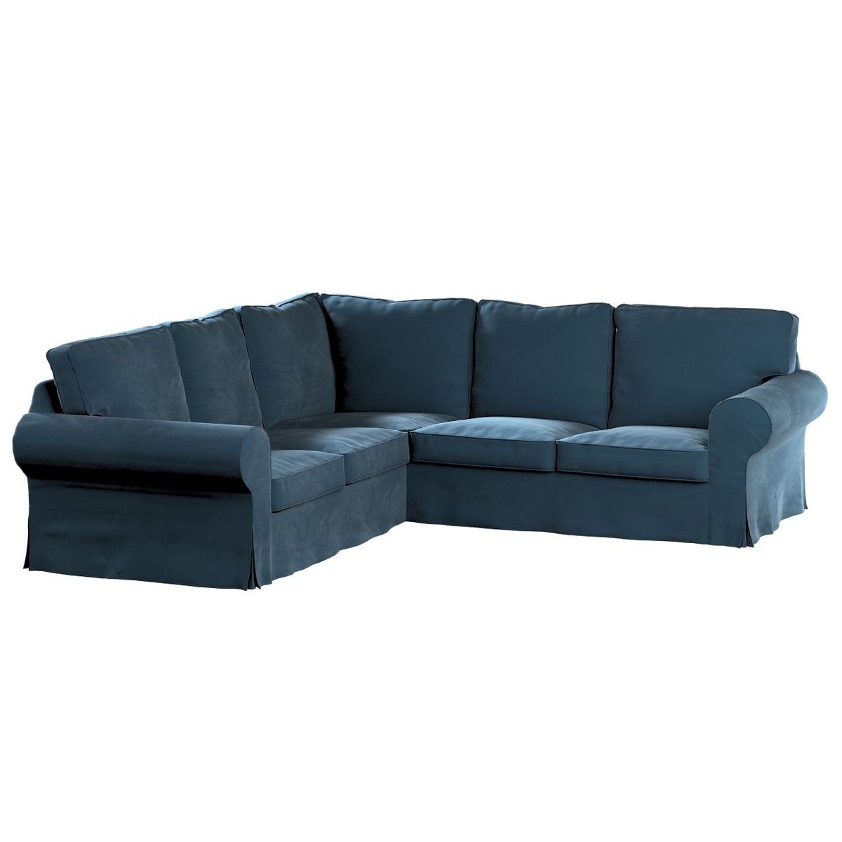 Dekoria Pokrowiec Ektorp na sofę narożną pruski błękit 240/136 x 82 x 73 cm Velvet 640-704-16