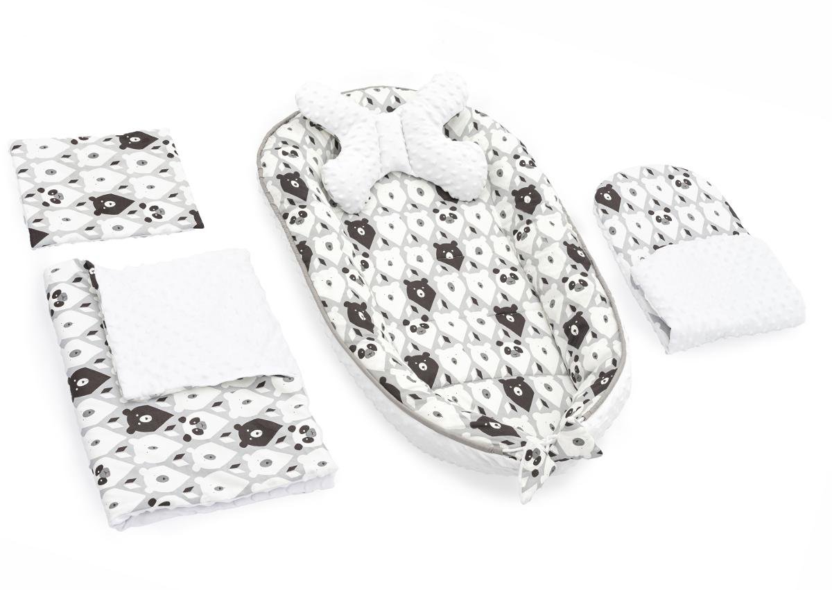 Tutumi, Kokon do wózka, Materac, Poduszki, Kocyk, Bear, White Black, 5w1, zestaw