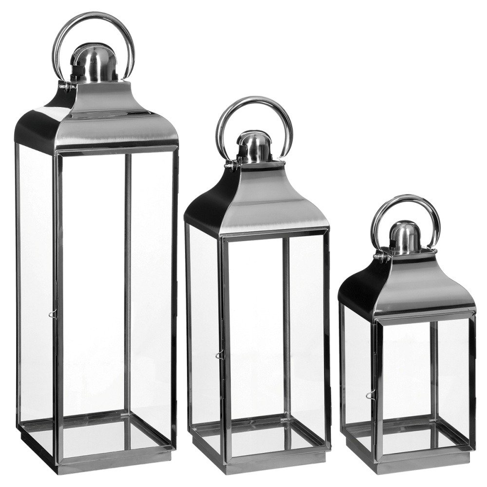 Atmosphera Lampion dekoracyjny latarenka świecznik metalowy 3 sztuki w komplecie B07K1CH47K