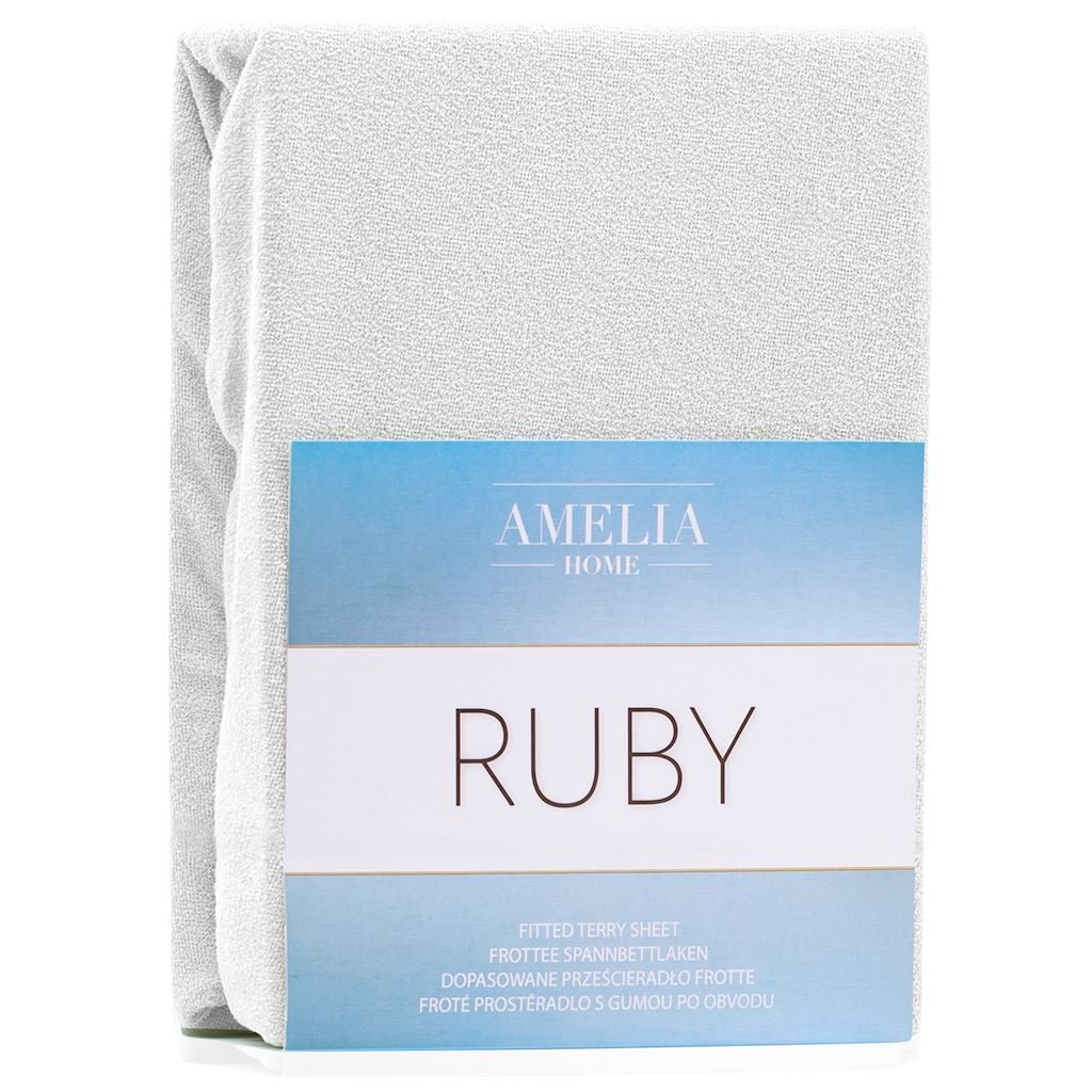 AmeliaHome Prześcieradło z gumką Frotte Białe RUBY 180-200x200+30 cm AmeliaHome