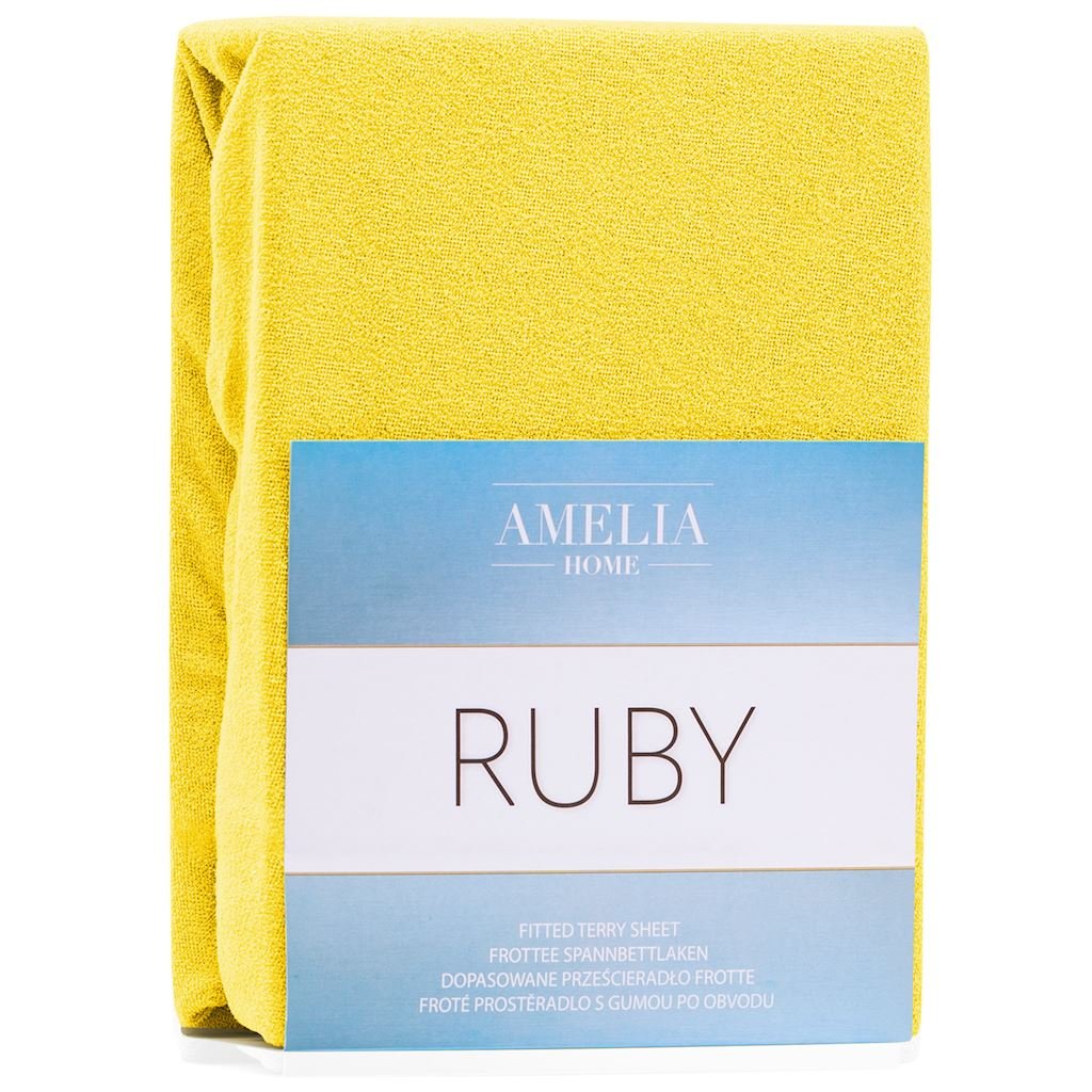 AmeliaHome Prześcieradło z gumką Frotte Żółte RUBY 180-200x200+30 cm AmeliaHome