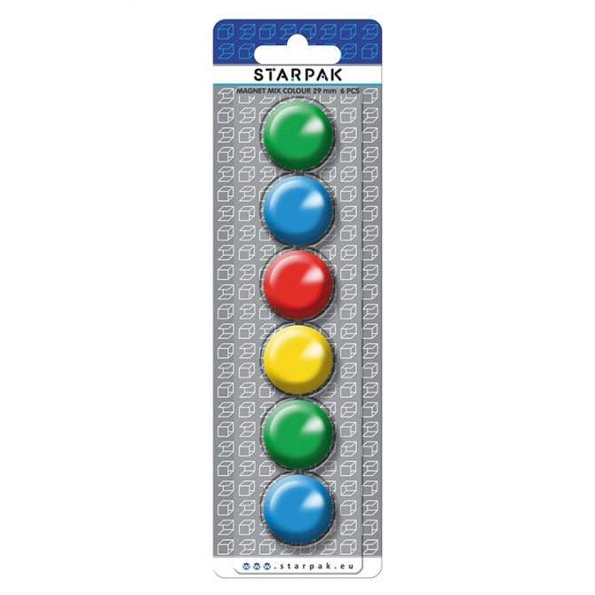 Starpak Magnes mix kolorów śr 29 mm 6el