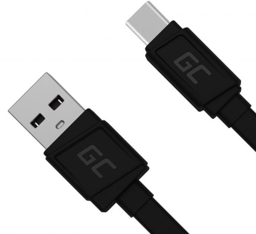 Green Cell Przewód GCmatte USB-C Płaski z obsługą szybkiego ładowania KABGC03