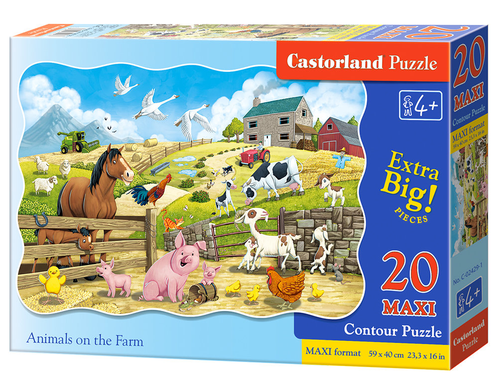 Castorland Puzzle konturowe maxi 20 elementów. Zwierzęta na farmie