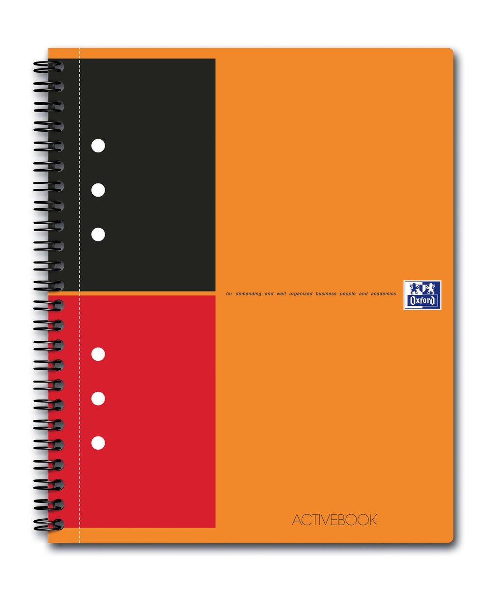 Oxford Kołonotatnik Activebook z tagami B5 w linie - pomarańczowy 400080787