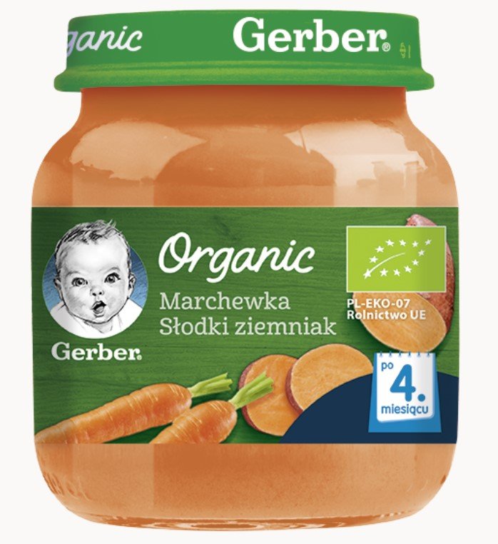 GERBER ORGANIC Deser marchewka-słodki ziemniak bezglutenowy 125g - Gerber Organic