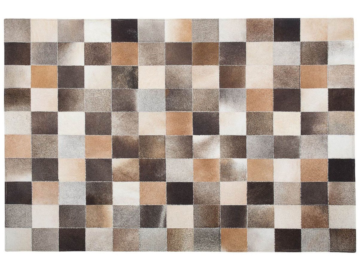 Beliani Dywan brązowo-beżowo-szary skórzany 200x300 cm SOKE