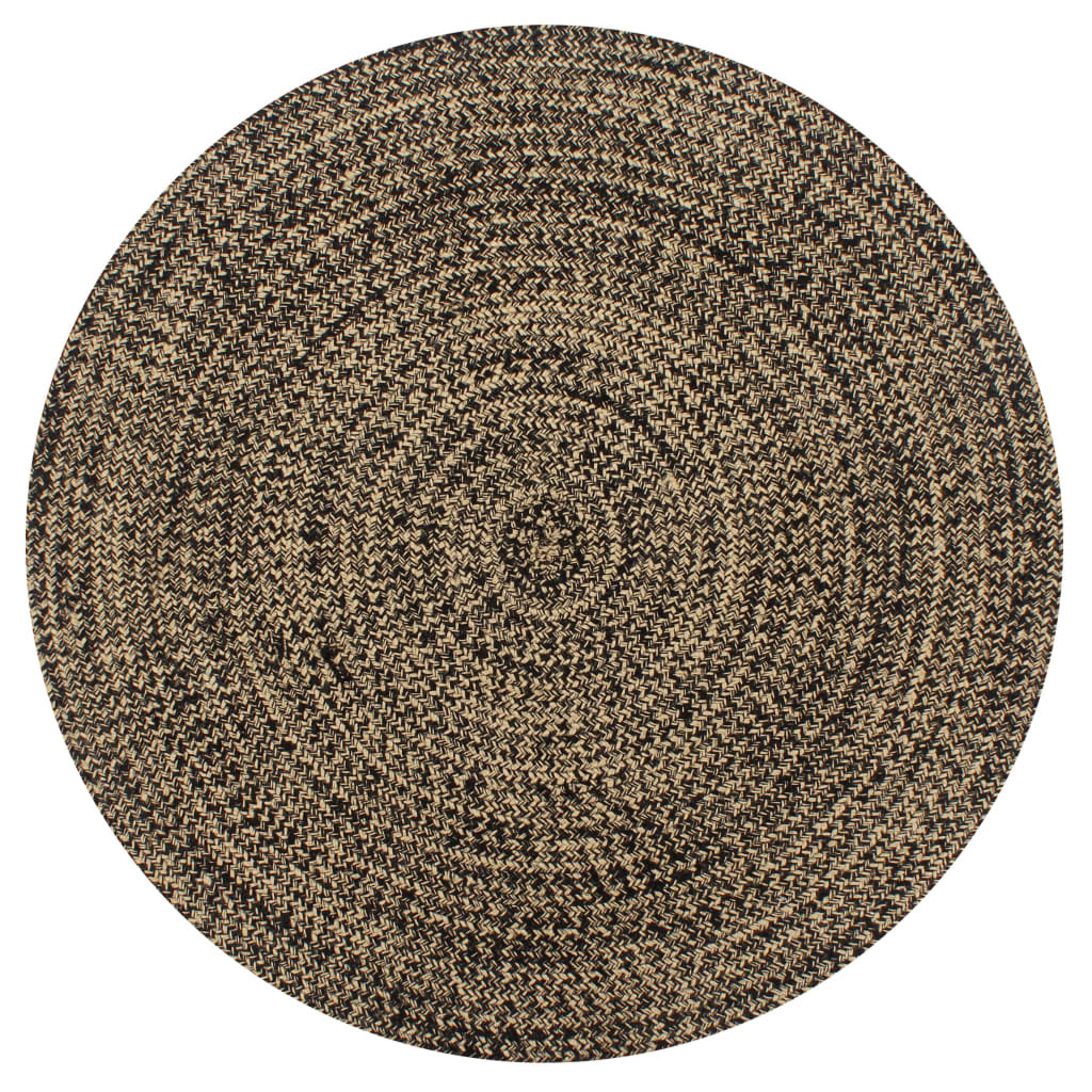 vidaXL Ręcznie wykonany dywan, juta, czarny i naturalny, 120 cm 133726