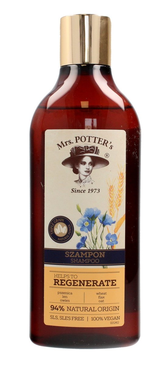 Mrs. Potter's, Triple Grain, szampon do włosów zniszczonych Regenerate, 390 ml