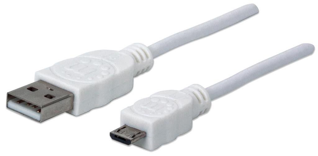 Manhattan Kabel USB 2.0 324069 [1x złącze męskie USB 2.0 A 1x złącze męskie micro-USB 2.0 B] 1.80 m biały