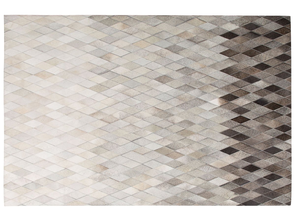 Beliani Dywan skórzany biało-szary 160 x 230 cm MALDAN