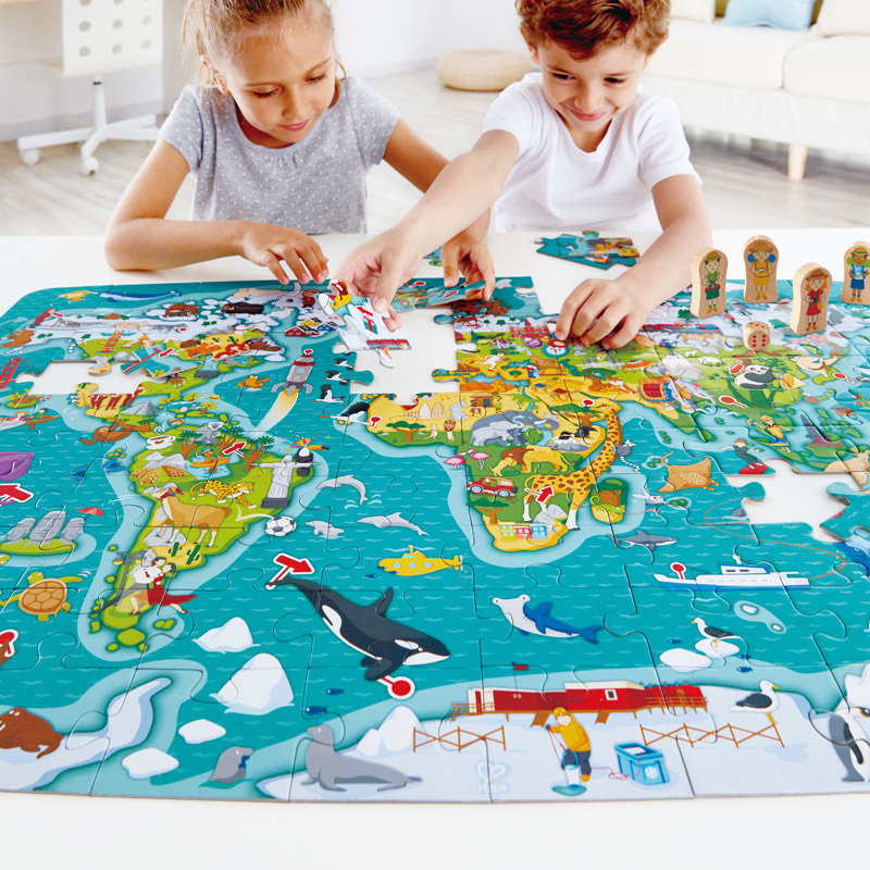 HaPe puzzle dziecięce Mapa świata 2 w 1