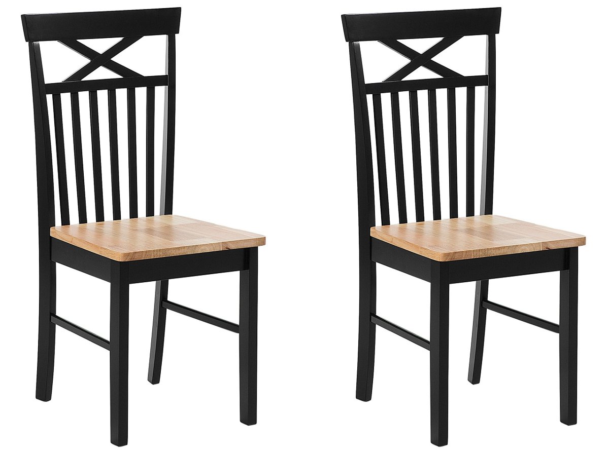 Beliani Zestaw 2 krzeseł do jadalni czarne HOUSTON