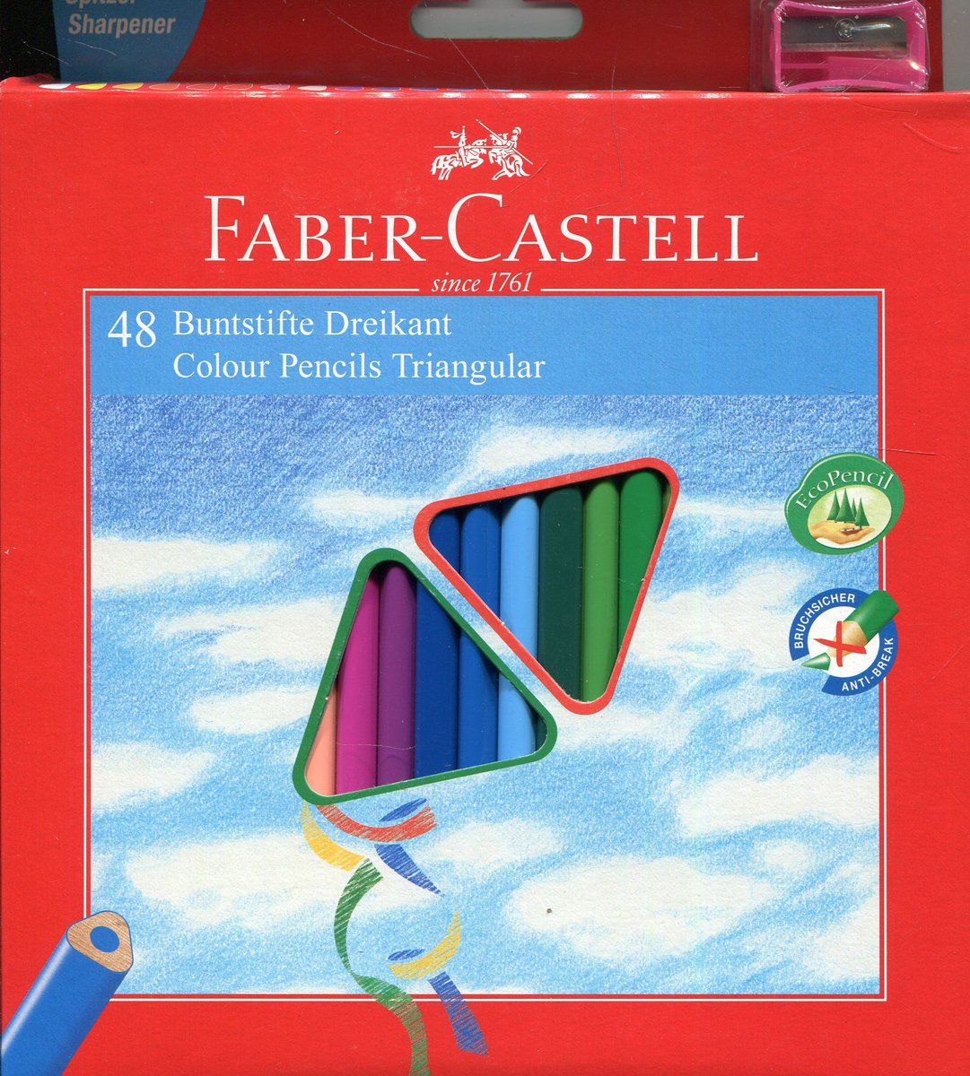 Faber-Castell Kredki trójkątne eko 48 kolorów + temperówka