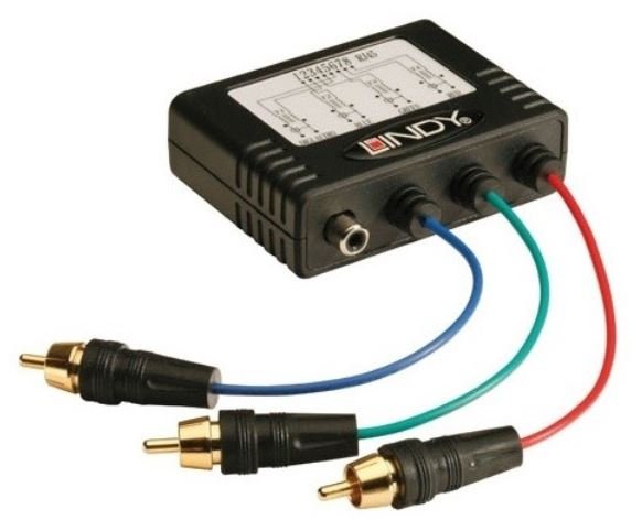 Lindy System przekazu sygnału AV Przedłużacz konwerter Component 3 x RCA + Coaxial 1 x RCA RJ-45 32525 32525