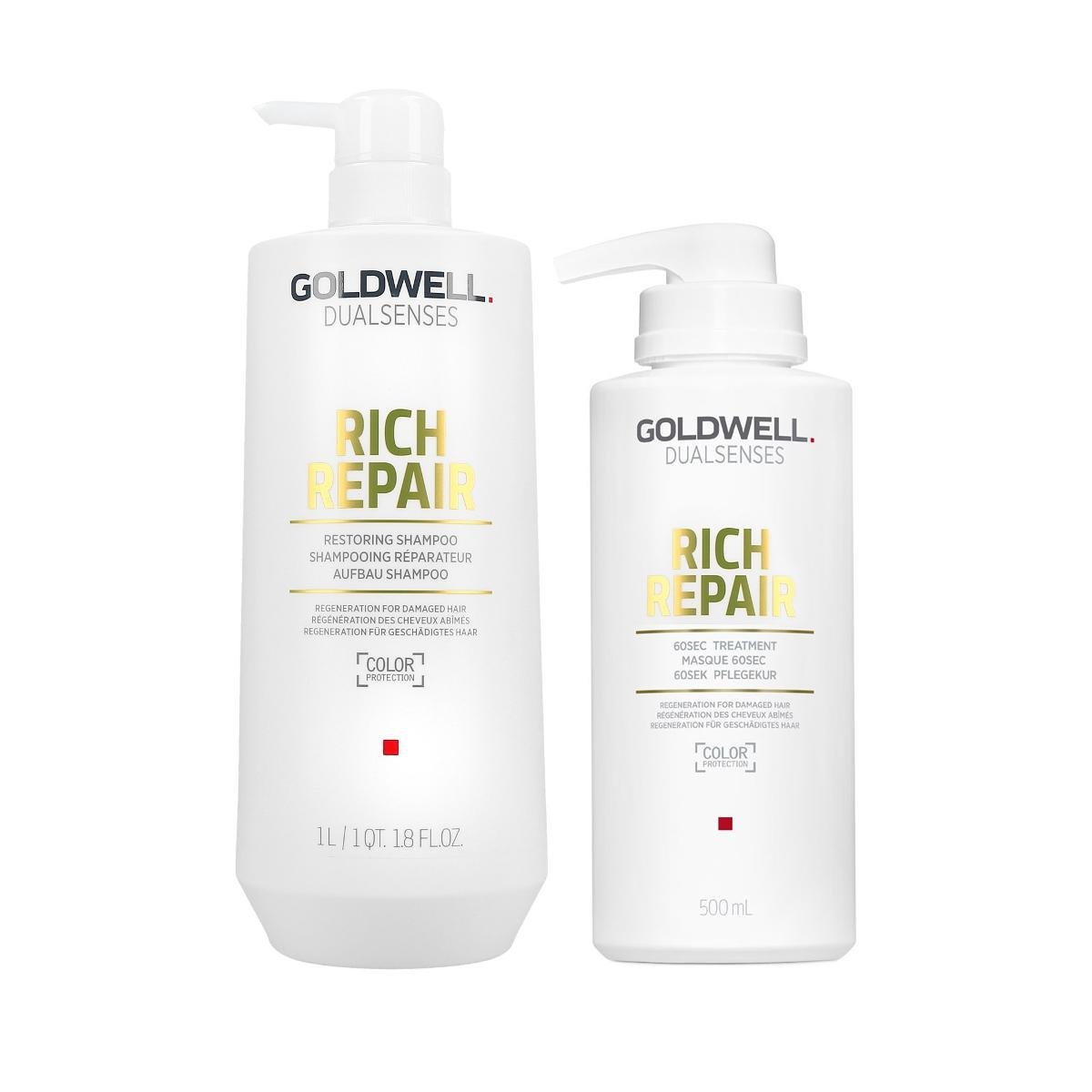Goldwell DUALSENSES RICH REPAIR Szampon 1000 ml + Kuracja 500 ml 0000052706