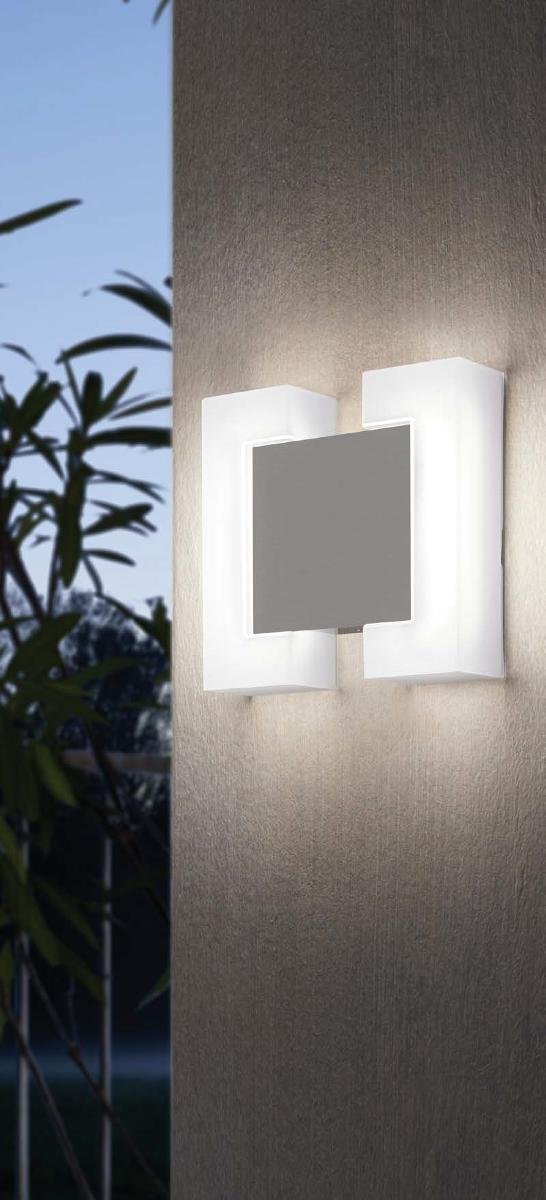 Eglo Ścienna LAMPA zewnętrzna SITIA 95987 elewacyjna OPRAWA LED 9,6W kwadratowy KINKIET ogrodowy IP44 nikiel satynowany biały 95987