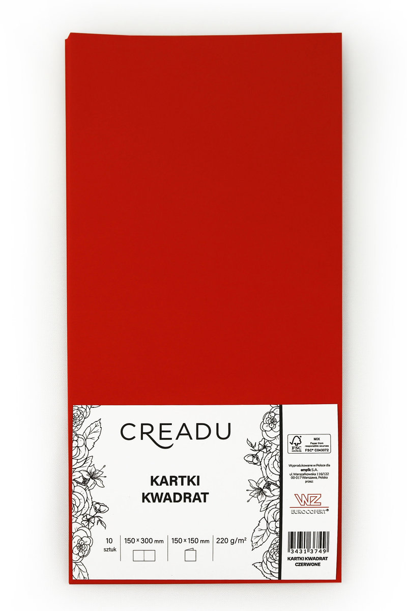 Zestaw kopert kwadratowych, czerwony, 10 sztuk, Creadu