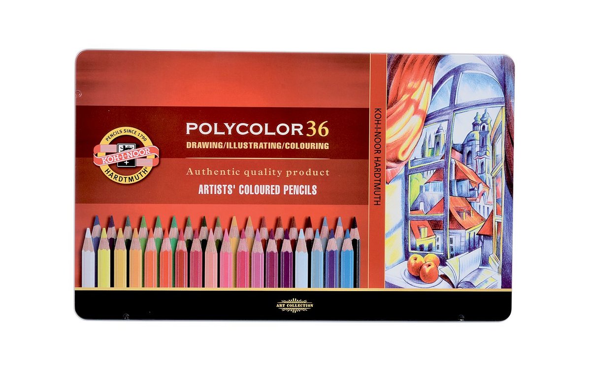 Koh-I-Noor Kredki Polycolor w metalowej kasecie 36 kolorów