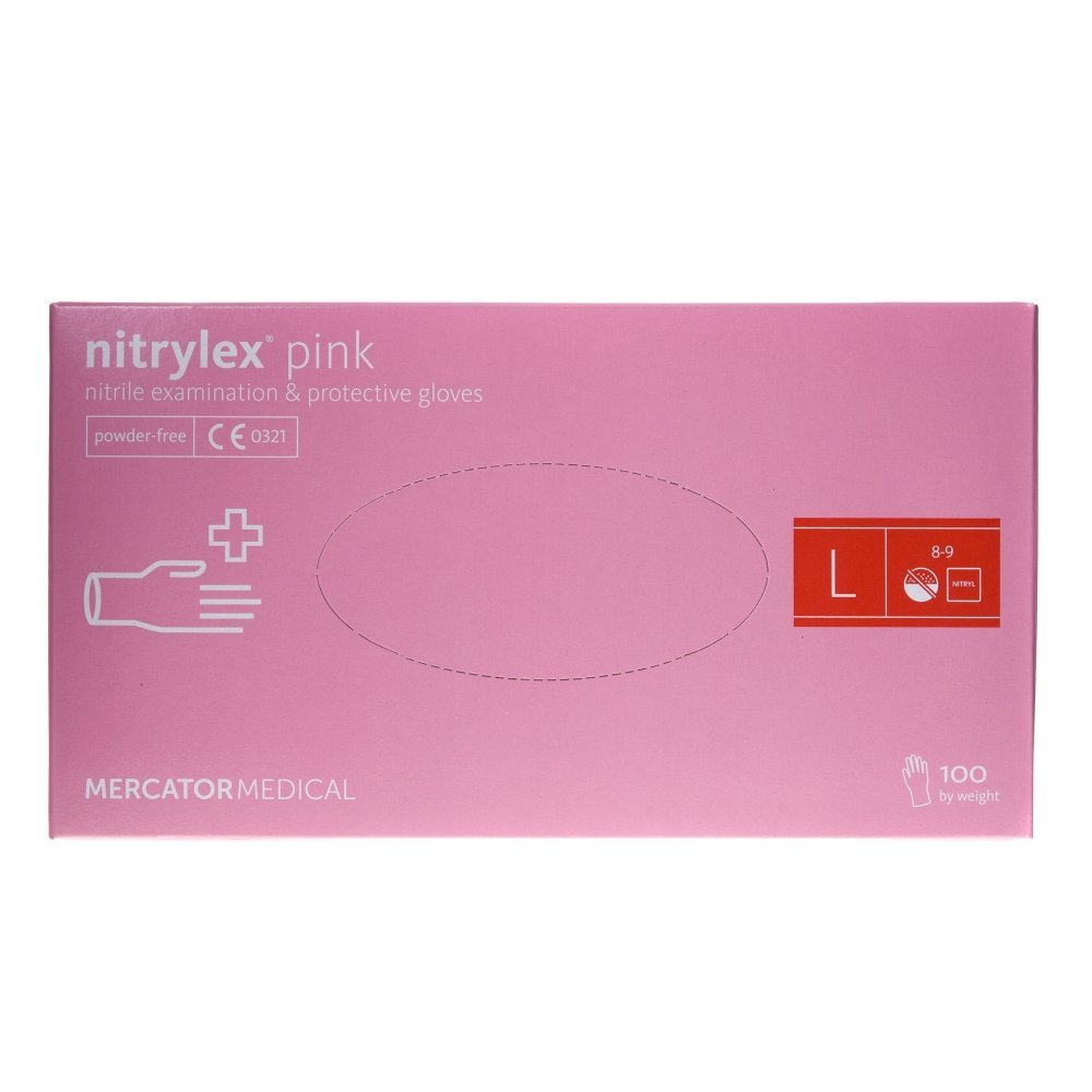 Mercator Medical Mercator Rękawiczki diagnostyczne nitrylex pink L - 100 sztuk
