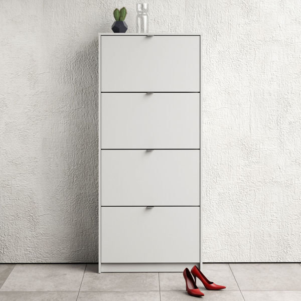 Szafka na buty TVILUM Roma 4D, biała, 24x70x162 cm