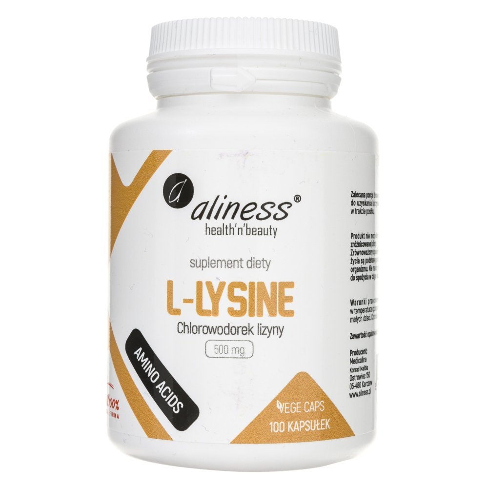 MedicaLine L-Lysine 500mg 100 kaps Aliness Chlorowodorek lizyny HCL MC103