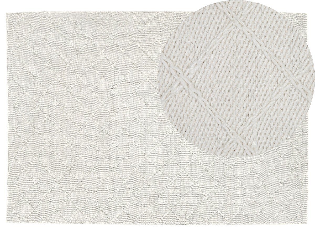 Beliani Wełniany biały dywan 160 x 230 cm ELLEK