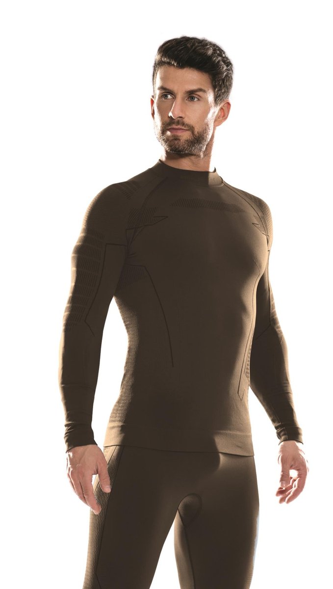 BRUBECK, Koszulka męska termoaktywna, Ranger Thermo, khaki, rozmiar XL
