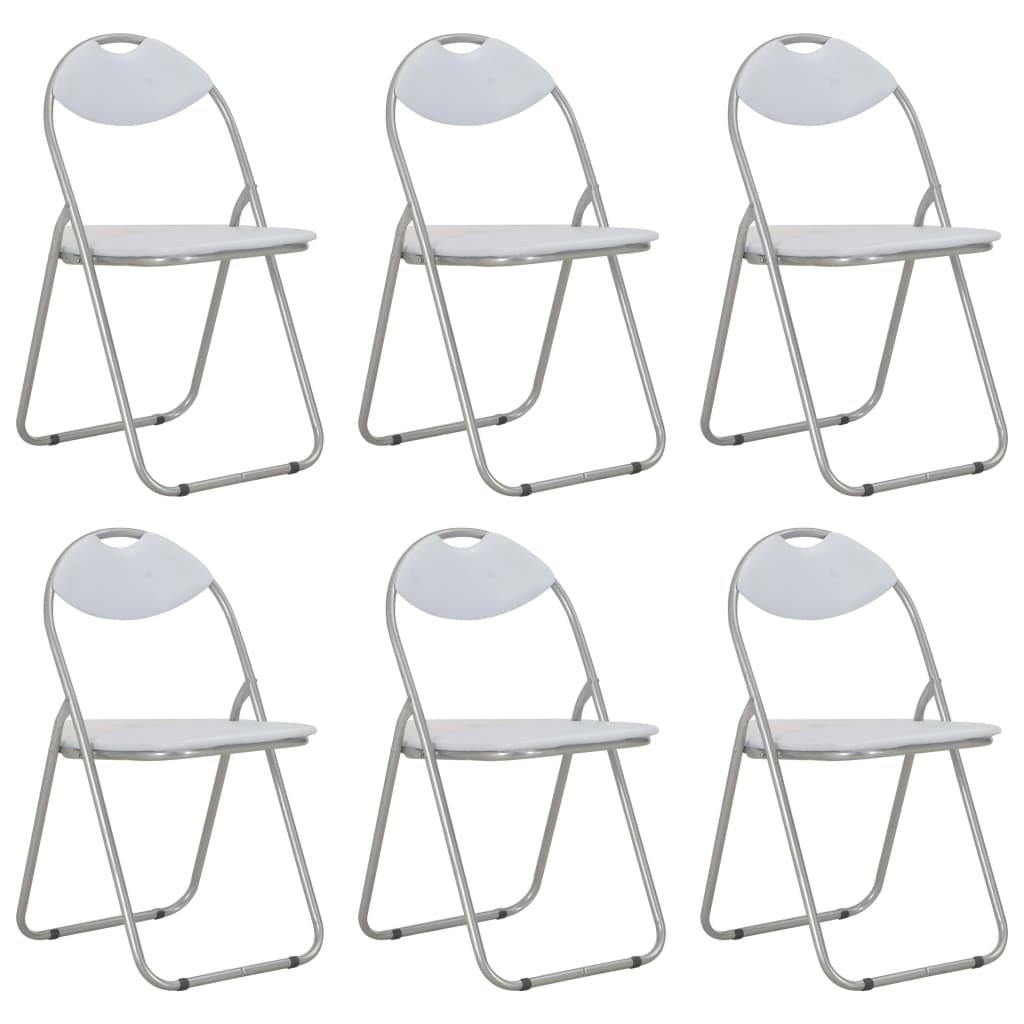 vidaXL Składane krzesła jadalniane, 6 szt., białe, sztuczna skóra