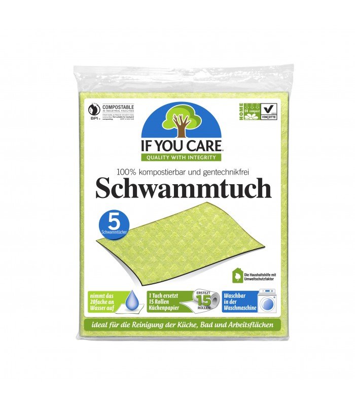 IF YOU CARE (akcesoria kuchenne) Ściereczki Gąbczaste Wielorazowe Kompostowalne 5 S