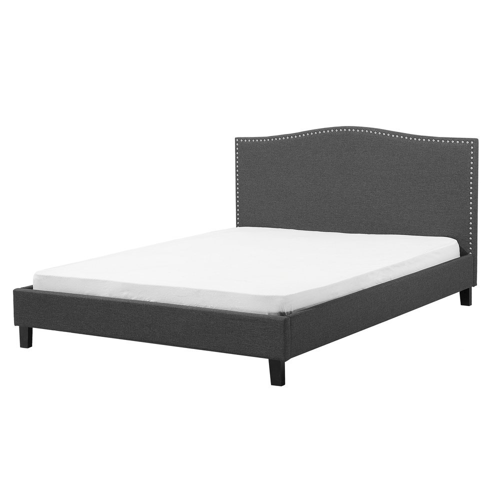 Beliani Łóżko szare tapicerowane LED biały 180 x 200 cm MONTPELLIER