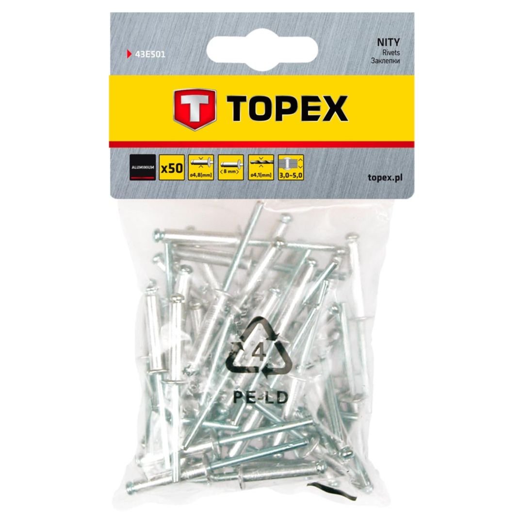 TOPEX Nity aluminiowe 4.8 x 8.0 mm, 50 szt. TOP-43E501