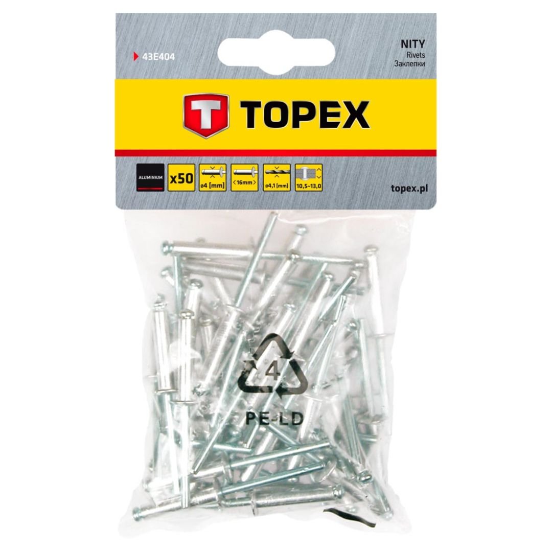 Topex Nity aluminiowe 4 x 16mm, 50 sztuk, , 43E404