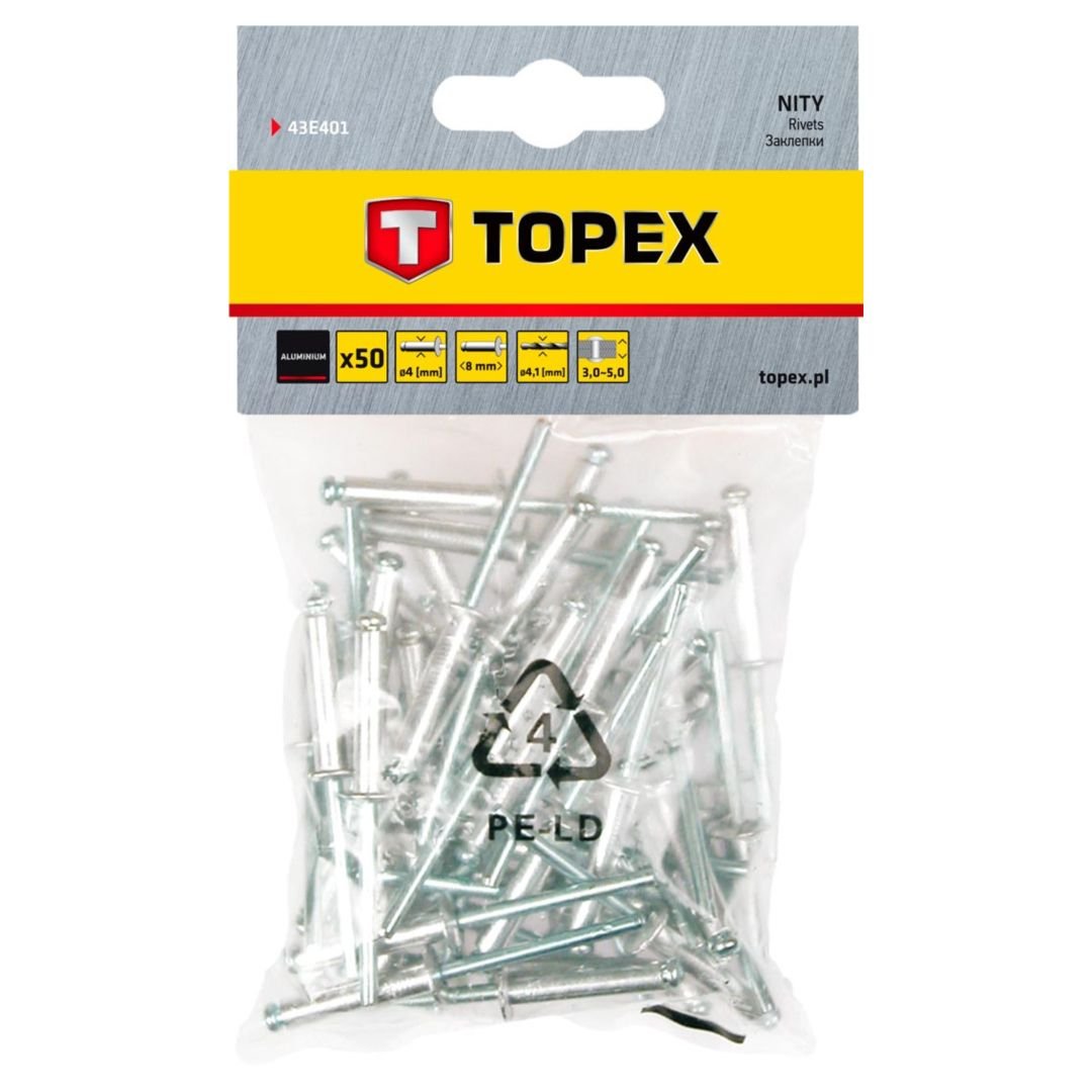 TOPEX Nity aluminiowe 4.0 mm x 8 mm 50 szt. 43E401