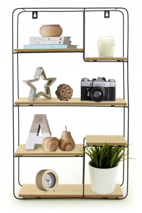 Półka ścienna TUTUMI Loft 03, sonoma/czarna, 70x40x10 cm