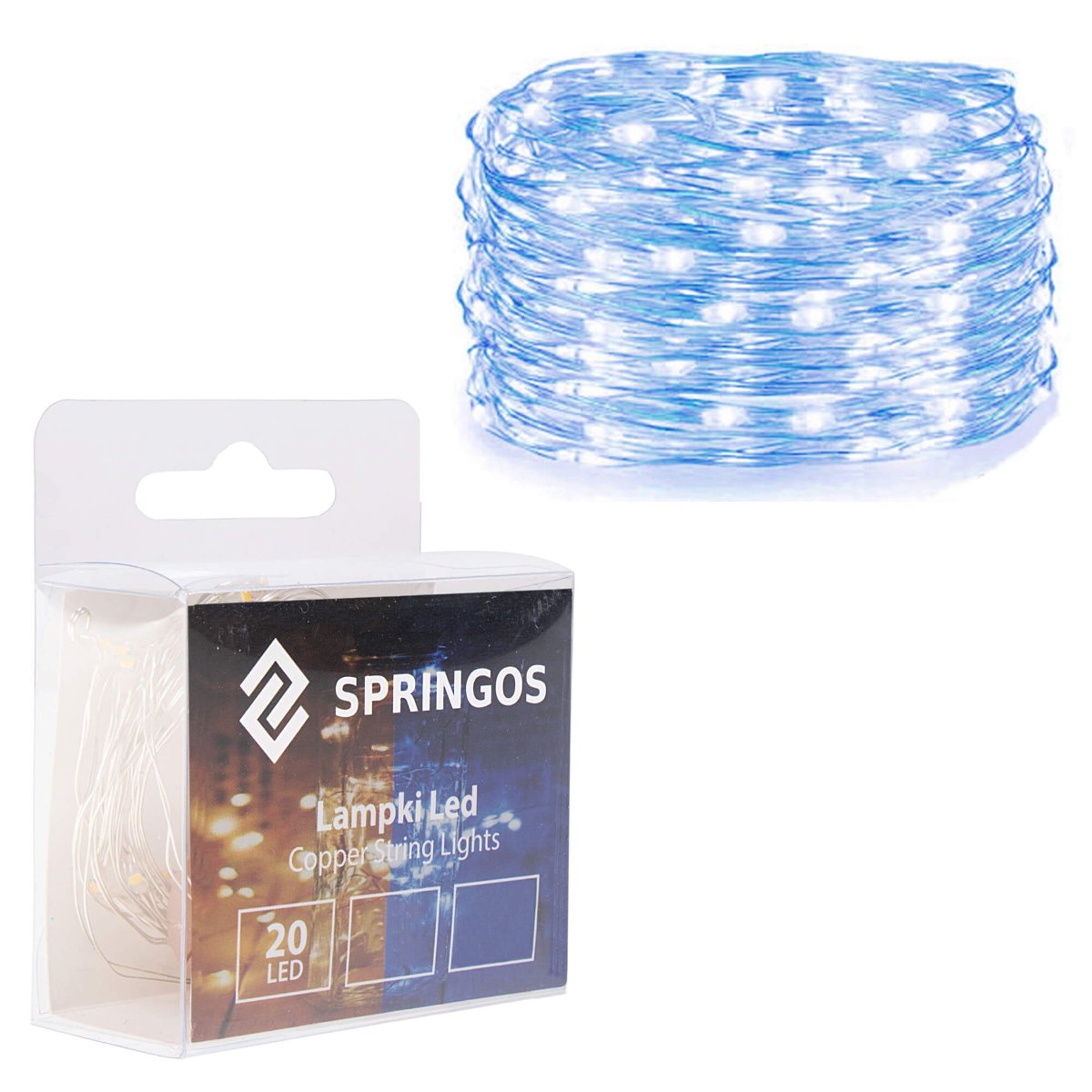 Springos Lampki choinkowe SPRINGOS Lampki choinkowe 20 LED druciki mikro na baterie UNIWERSALNY 28164-uniw