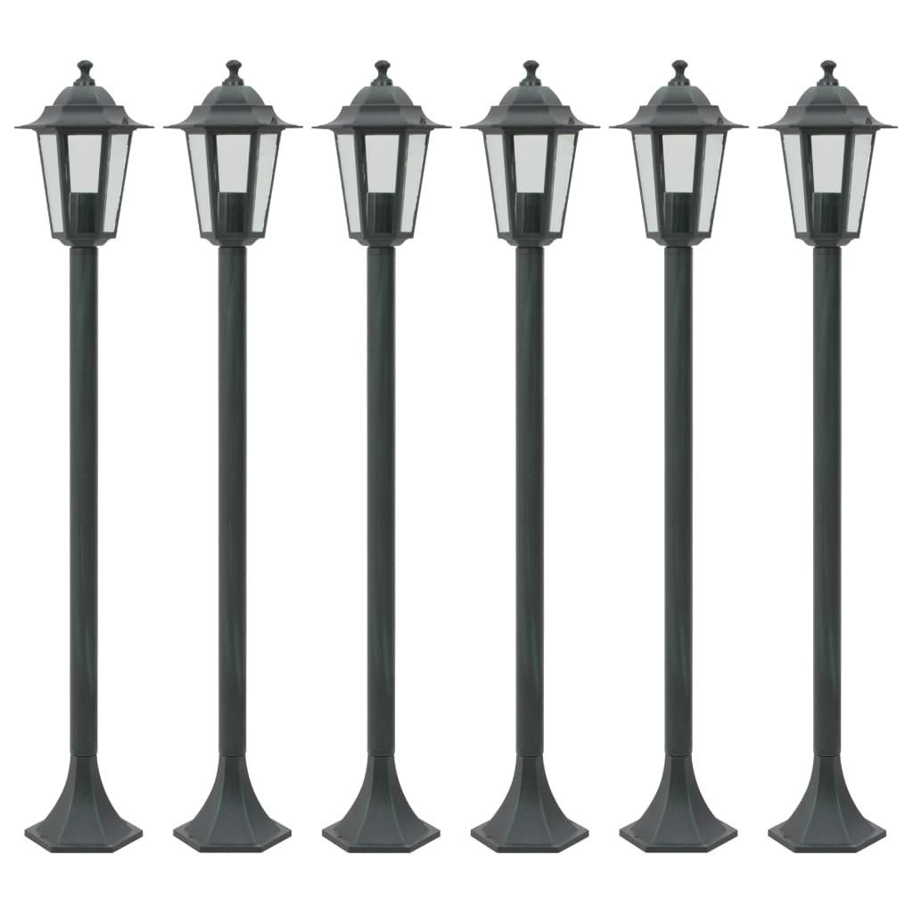 vidaXL Lampy ogrodowe, 110 cm, E27, aluminium, ciemnozielone, 6 szt.