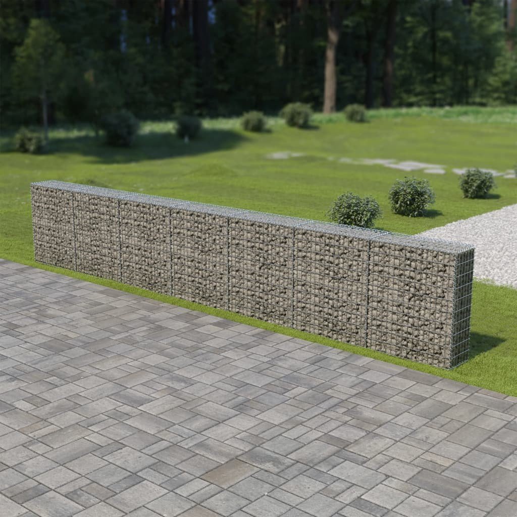 Ściana gabionowa z pokrywami, galwanizowana stal, 600x30x100 cm