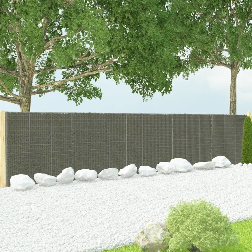 vidaxl Ściana gabionowa z pokrywami, galwanizowana stal, 900x50x200 cm