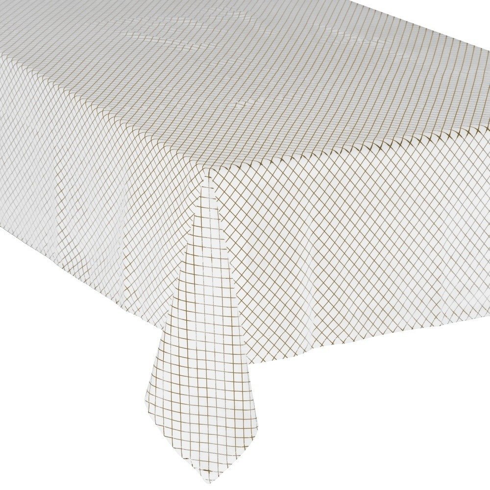 Obrus FÉÉRIC LIGHTS AND CHRISTMAS, krata, biały, 140x240 cm