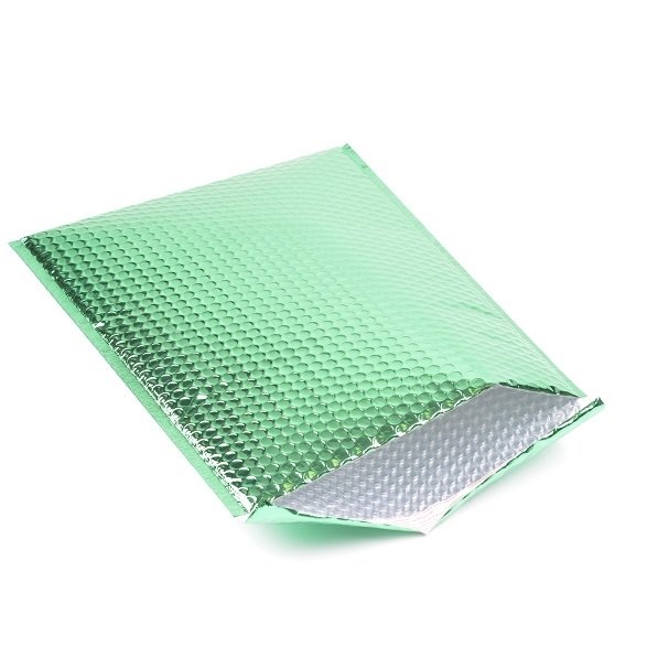 Koperta bąbelkowa, metaliczna, zielona K20