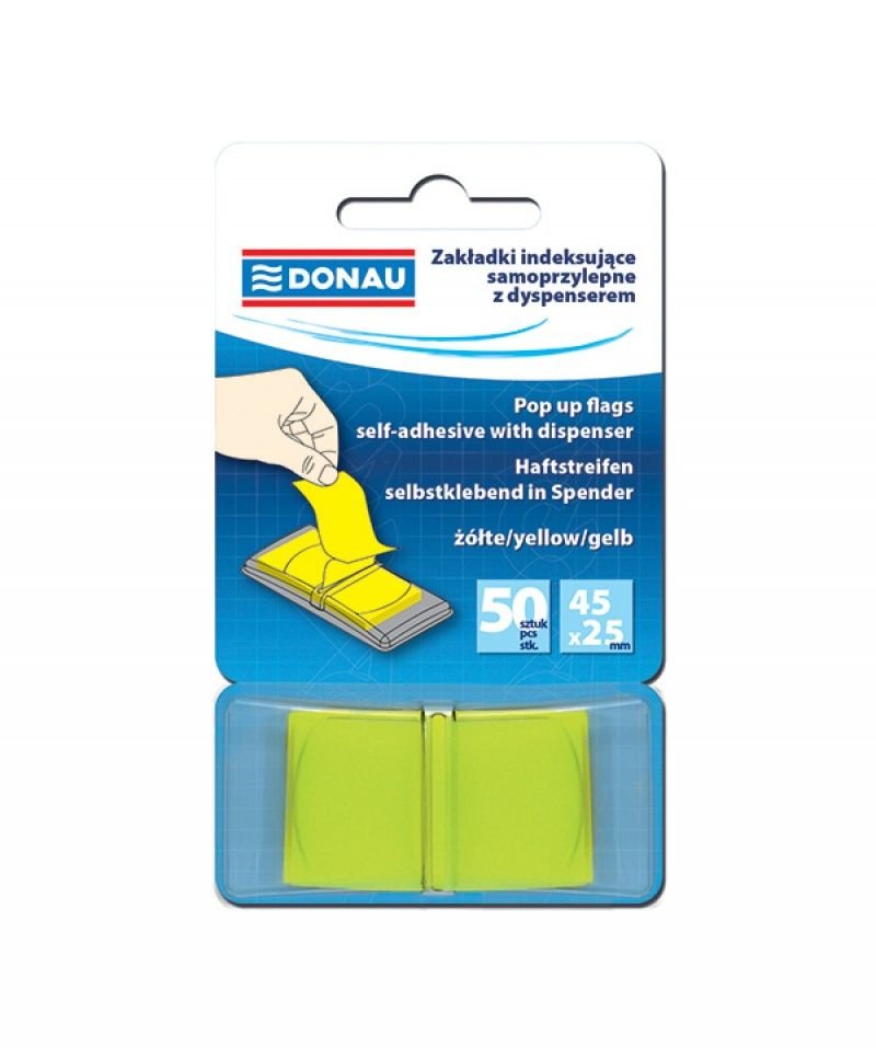 Donau Zakładki indeksujące PP, 25x45mm, 1x50 kart., transparentne żółte 7559001PL-06