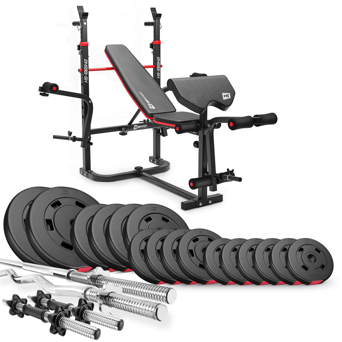 Hop-Sport Zestaw kulturystyczny Premium 75kg z ławką HS-1065 40546