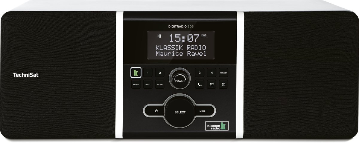 TechniSat DigitRadio 305 Klassik Edition (DAB + cyfrowy, radio FM, drewniana obudowa Bass Reflex, 2 X 5 Watt, Favorit pamięci, AUX-IN, budzik, Sleep Timer) biały